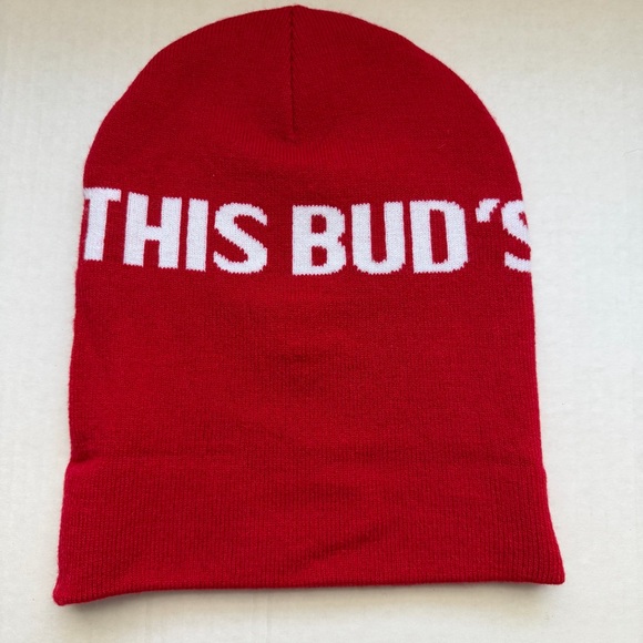 HUF x Budweiser Red Beanie – “This Bud’s For You” – One Size - Picture 4 of 7